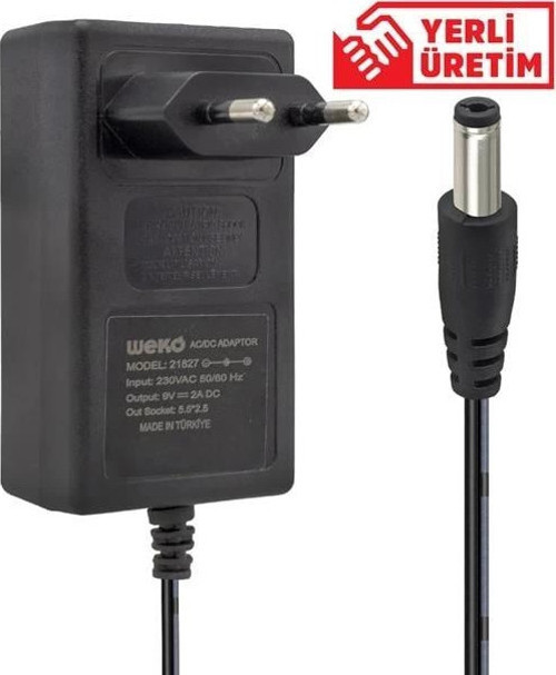 9 Volt 2 Amper Priz Tipi Plastik Kasa Adaptör 5.5*2.5 Uç