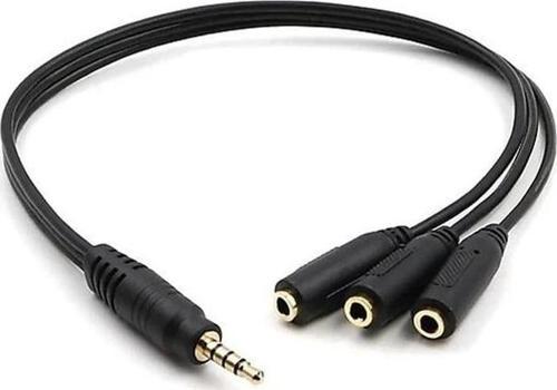 Kulaklık Çoklayıcı 3.5 Mm Erkek X 1/3 Stereo Dişi X 3 - 30 Cm Y Kablo