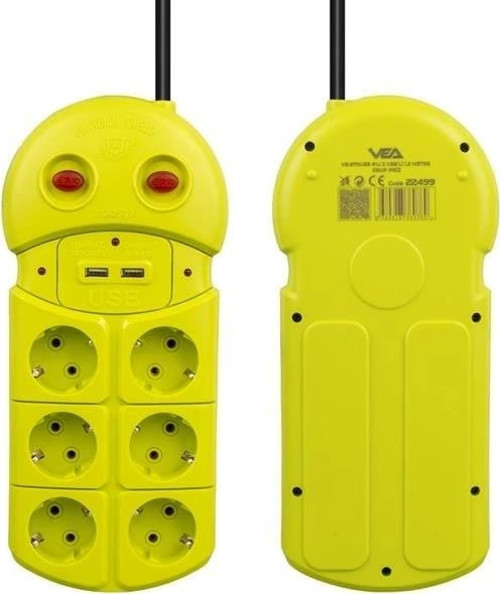 VE-970USB 6'Lı 2 USB'li 1.5 Metre Grup Priz