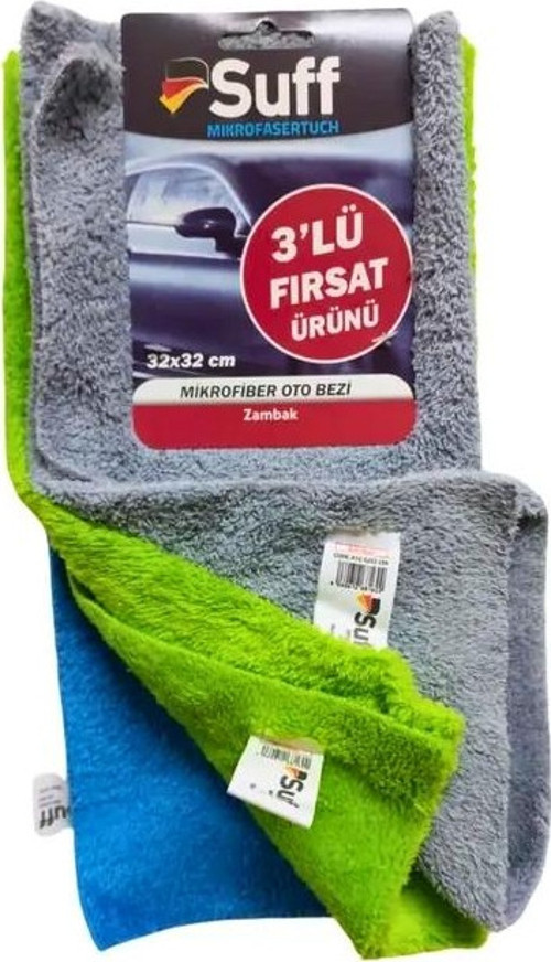 Zambak Mikrofiber Oto Temizlik Bezi 3'lü Set 32x32 1622