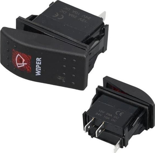 PowerMaster Silecek Sembollü Işıklı 3 Pinli On-Off 12-24V Marin Switch