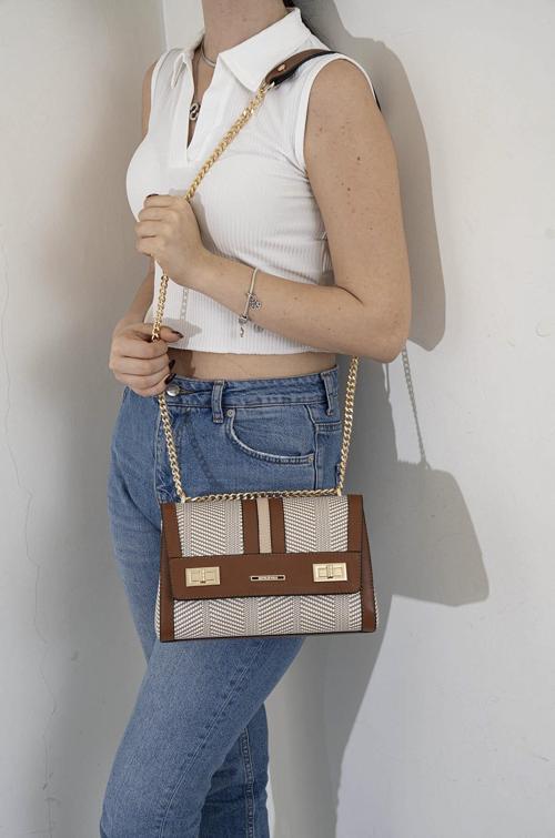 Kadın Çapraz Çanta 1139-44630 SILVER POLO ÇAPRAZ BAYAN ÇANTASI M132 BEJ-MAT TABA