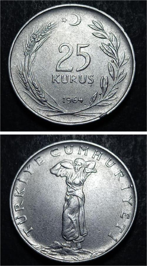 39963687afda069a53 1964 Akmonital 25Kuruş Eski Madeni Para