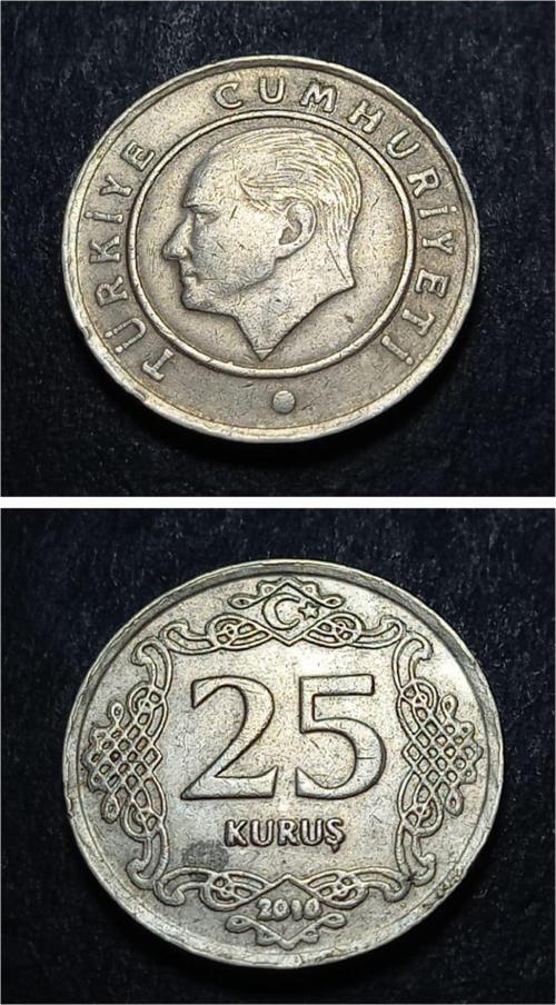 399636880080415d7d 2010 çapaklı tarih 25 Kuruş ÇT/ÇÇT eski madeni para