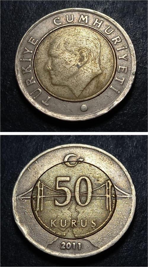 3996368800c7e45223 2011 çapaklı 50Kuruş ÇT+ eski madeni para