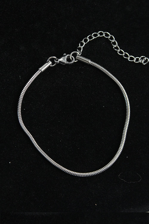 Bakımlı Erkek için Silver Çelik Yılan Stil Zincir Bileklik