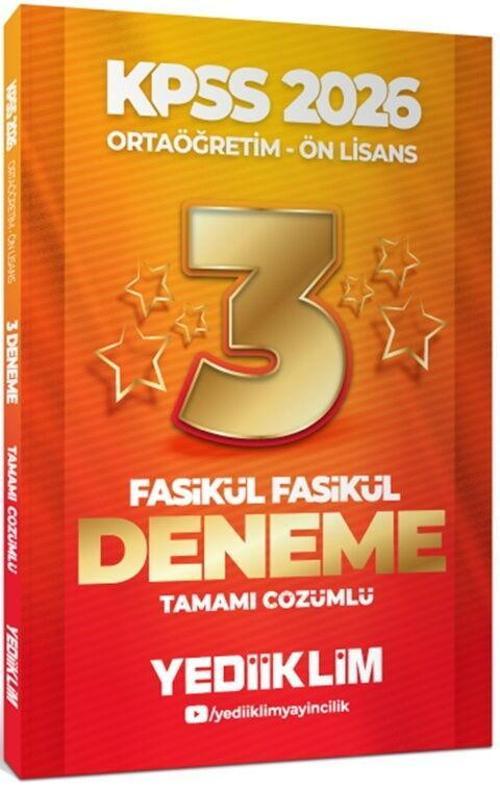2026 KPSS Ortaöğretim Önlisans Genel Yetenek Genel Kültür Tamamı Çözümlü 3 Yıldız Fasikül Deneme Yediiklim