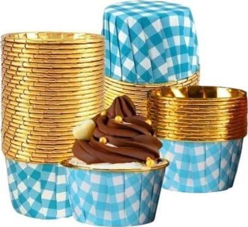 Cupcake/Muffin /Suffle Kek Kapsülü Mavi Desenli 50 Li