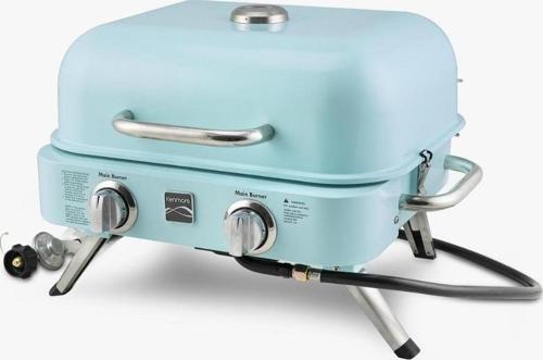KT-R40003-TQ Gazlı 2 Ocaklı Masa Üstü Barbekü – Turkuaz