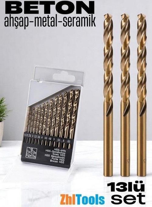 Zhltools Beton Matkap Ucu Seti- Çelik Beton Metal Ahşap Matkap 13 lü SET
