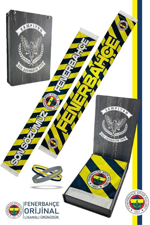 Orijinal Lisanslı Son Sözümüz Fenerbahçe Şal Atkı ve Bileklik Set Kanarya Bas
