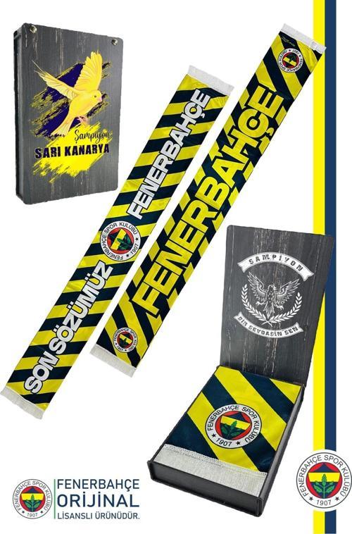 Orijinal Lisanslı Son Sözümüz Fenerbahçe Şal Atkı Kanarya Baskılı Ahşap Kutul