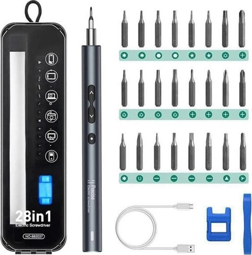 NO-882037 28IN1 Mini Şarjlı Tornavida Seti Yüksek Torklu 24 Uçlu Başlıklı