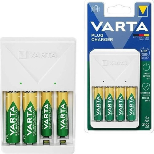 Plug AA/AAA Kalem Pil Şarj Cihazı Aleti - 4 Adet 2100mAh AA HR6 NI-MH Şarj Edilebilir Pil Hedi