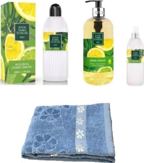 TUNCE 3 LÜ SET ÇEŞME LİMONU+EL VE YÜZ HAVLUSU 30X50 CM