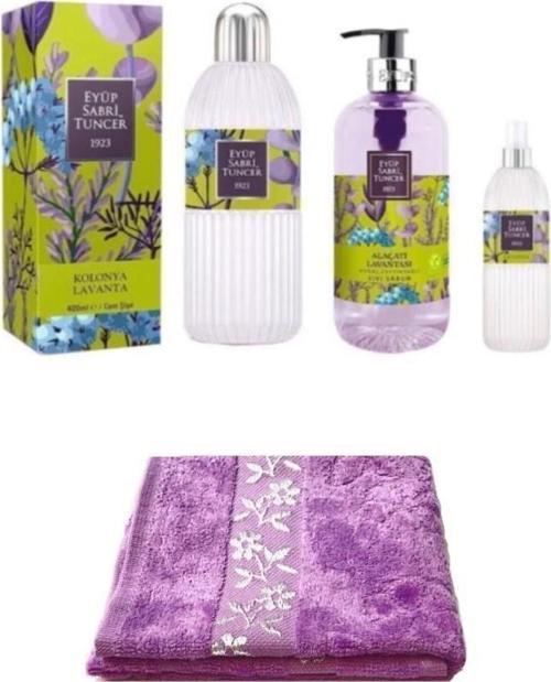 3 LÜ SET ALAÇATI LAVANTA+EL VE YÜZ HAVLUSU 30X50 CM