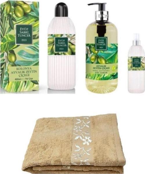 3 LÜ SET AYVALIK ZEYTİN ÇİÇEĞİ+EL VE YÜZ HAVLUSU 30X50 CM