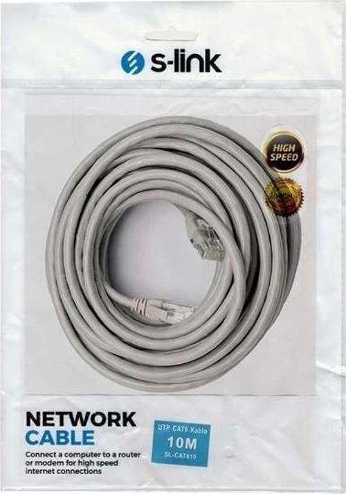 SL-CAT610 Gri̇ Cat6 10 Metre Kablo