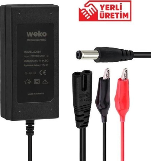 12.6 Volt - 3 Amper 5.5*2.5 + Krokodil Uçlu Ledli Yerli Üretim Masaüstü Şarj Adaptörü