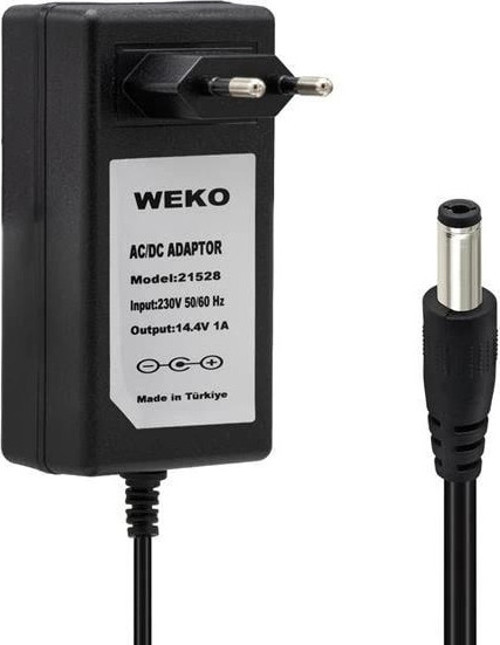 14.4 Volt - 1 Amper 5.5*2.5 Uçlu Plastik Işıklı Kasa Priz Tip Adaptör