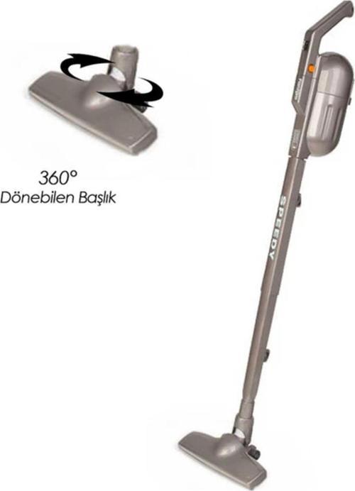 Speedy Pro Du 2100 Dikey Elektrikli Süpürge Torbasız Kullanım 360 Dönebilen Başlık 500W Antrasit