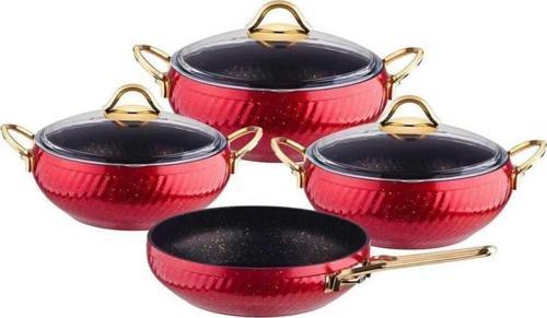 Hira 4 Lü Granit Güveç Set Kırmızı K-589