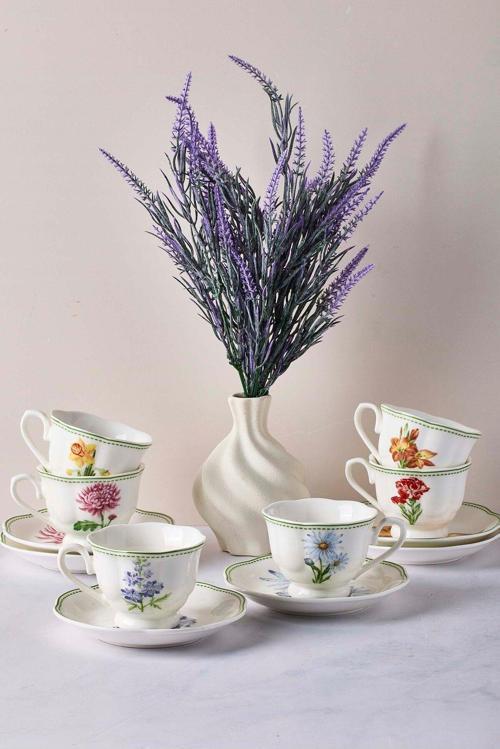 De Flore 6 Kişilik 12 Parça Porselen Kahve Takımı
