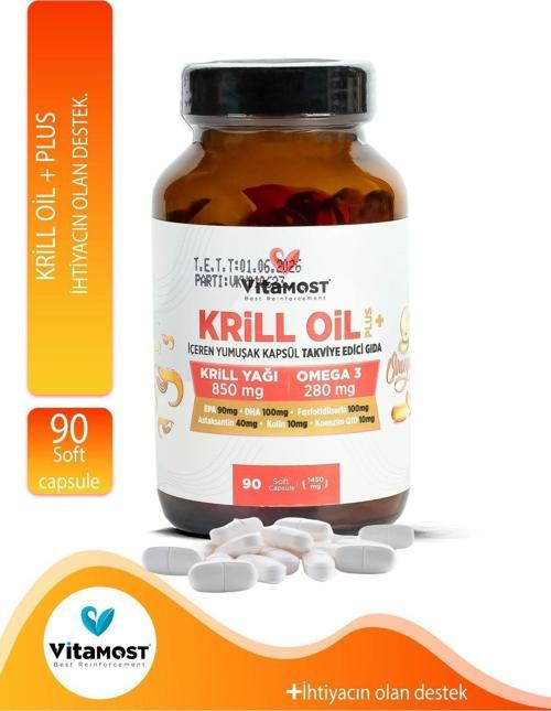 Krill Oil Plus 1450 Mg (Krill Yağı, Omega3) Astaksantin 40Mg 90 Softgel