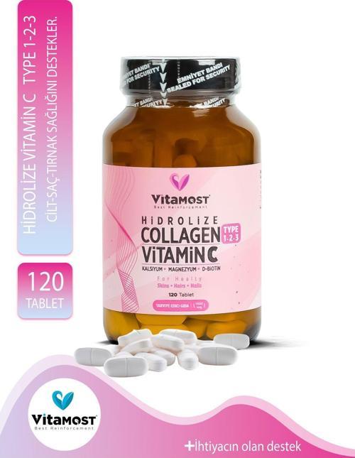 Collagen Vitamin C Tip 1, Tip 2, Tip 3 (Kolajen) Biotin 120 Tablet 1100Mg