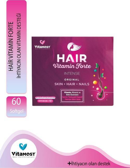 Hair Vitamin Forte Biotin Keratin At Kuyruğu Selenyum Çinko Saç Vitamini 60 Softgel
