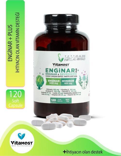 Enginar Plus 120 Softcapsule (Deve Dikeni Hindiba Zerdeçal Zencefil) 1800 Mg