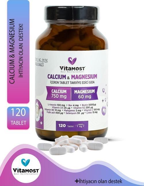 Calcium | Magnesium 1500Mg Çinko D3K2 (Kalsiyum Magnezyum Çinko L-Treonin) 120 Tablet