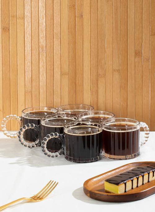 11412 Boncuk Kulplu 6lı Cam Kahve Çay Bardağı Seti 250ml