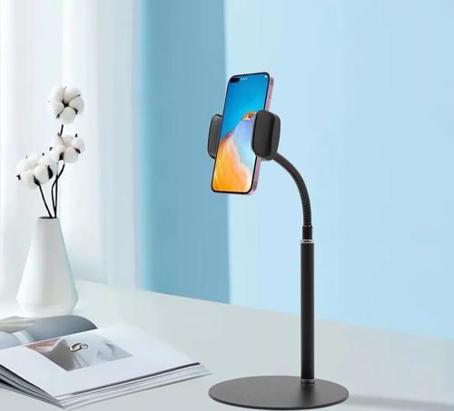 GA19 360 Ayarlı Metal Standlı Masa Üstü Metal Gövde Telefon Tutucu Telefon Standı Kaymaz Taban