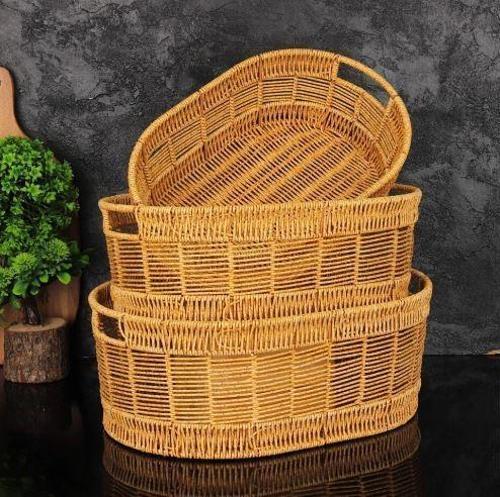 Oval Rattan Büyük Boy Sepet 