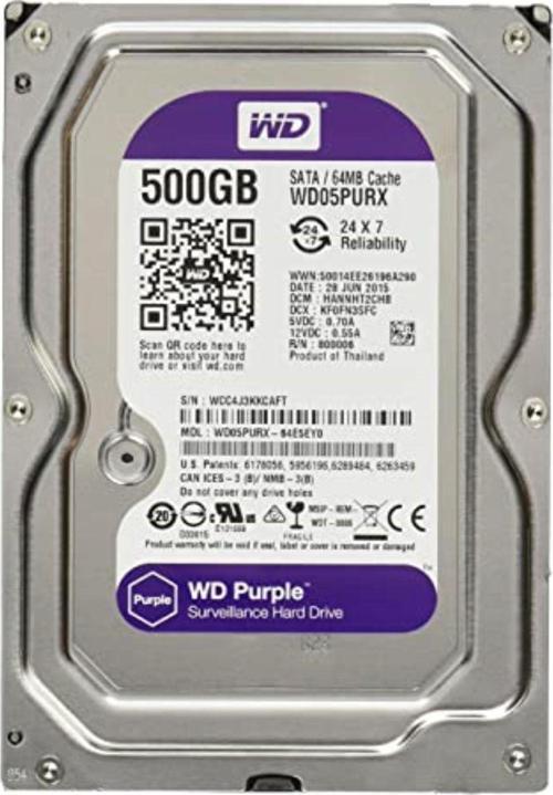 Wd Purple 500 Gb 3.5" 7200 Rpm Sata3 Güvenlik Harddisk Hdd 7/24 Pc