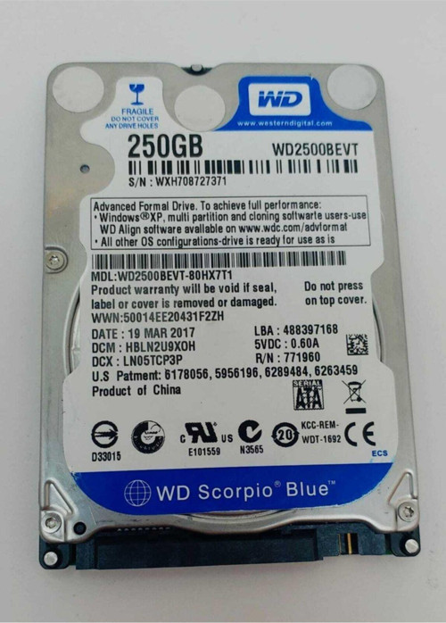 250 Gb Harddisk 2.5"