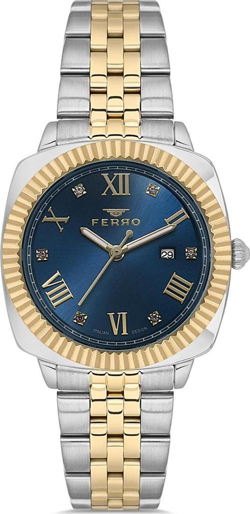 FL21625AWT-D3 Quartz Çelik Altın/Gri Lacivert Kadran 32 mm Kadın Kol Saati