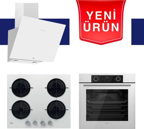 & Hoover FryArt Serisi Snow Harmony Beyaz Ankastre Set (HDG6C1GWTK + HVW6MW + XE63CB)