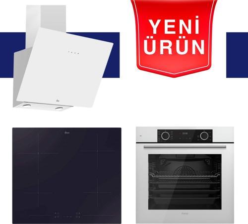 & Hoover FryArt Serisi Crystal Line Beyaz Ankastre Set (HDG6C1GWTK + HH64CCB + XE63CB)