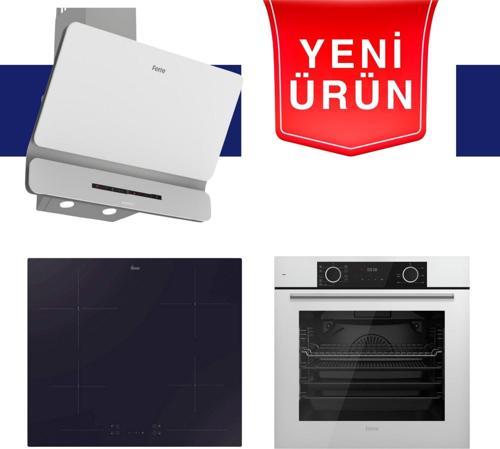 & Hoover FryArt Serisi Sessiz Davlumbaz Polar Beyaz Ankastre Set (D081-SA + HH64CCB + XE63CB)