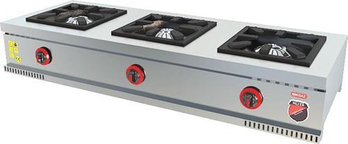 Silver Endüstriyel Doğalgazlı Set Üstü Midi Üçlü 3 Gözlü Ocak