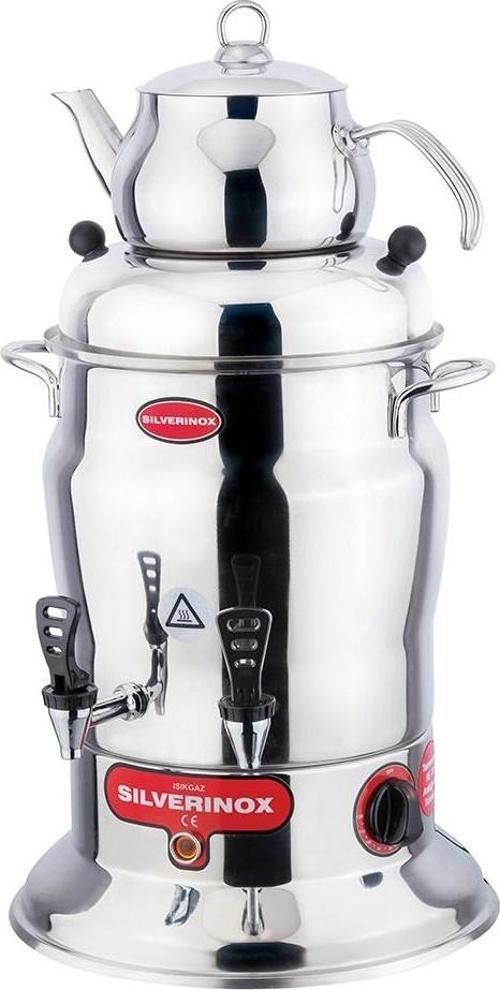 Silver 10 Litre Çift Demlik Çay Semaveri Otomatı Makinesi