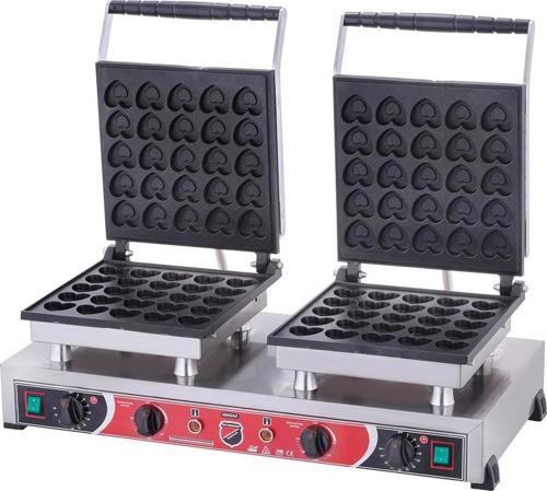 Silver Elektrikli Çiftli Kalpli Bubble Waffle Makinesi