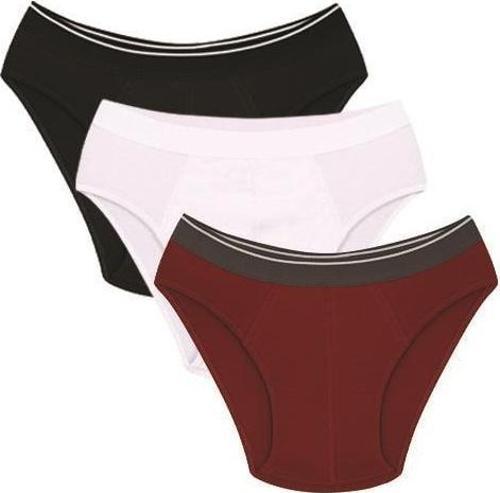 Erkek Pamuk 3lü Siyah Beyaz Bordo Likralı Slip 40124