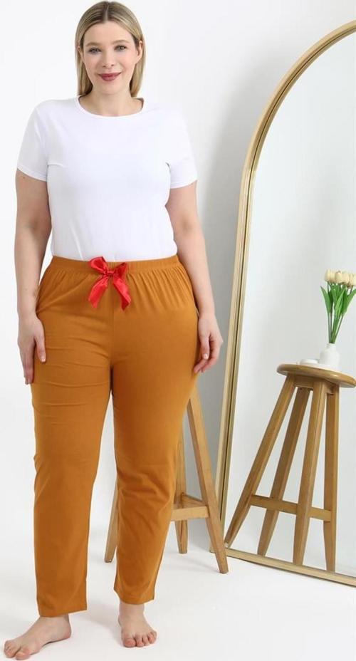 Kadın Pamuklu Büyük Beden Alt Pijama Hardal