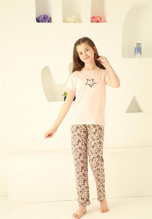 Kız Çocuk Pamuk Kısa Kollu Pijama Takımı