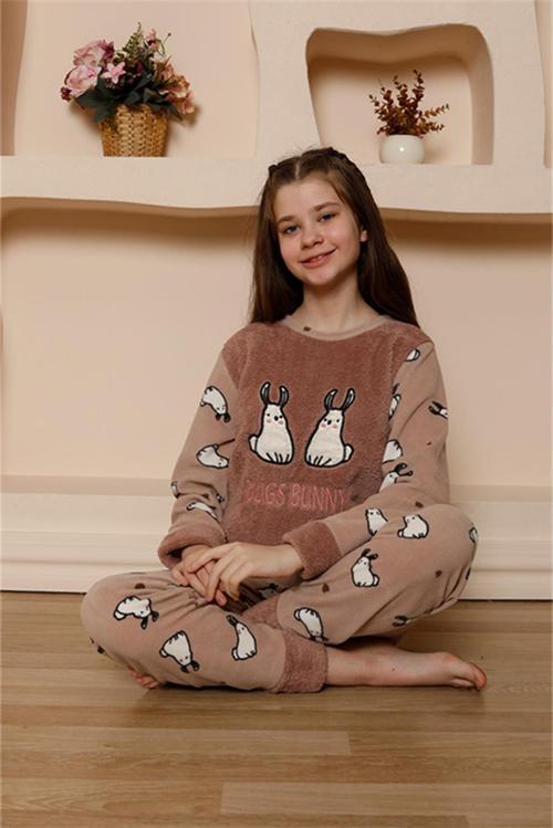 Kız Çocuk WelSoft Polar Vizon Pijama Takımı