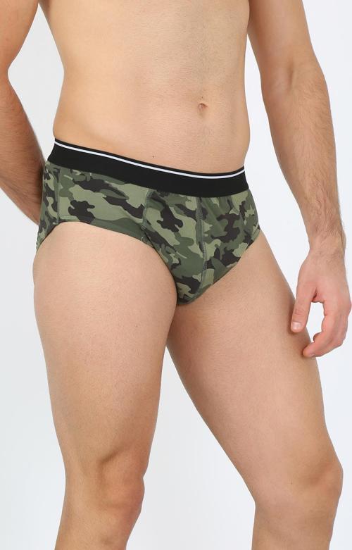 Erkek Pamuk Desenli Likralı Slip Haki 40131