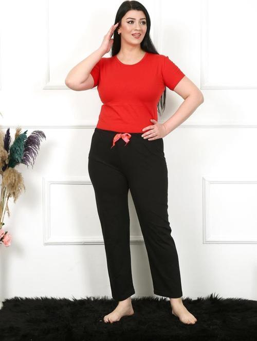 Kadın Pamuklu Büyük Beden Siyah Alt Pijama